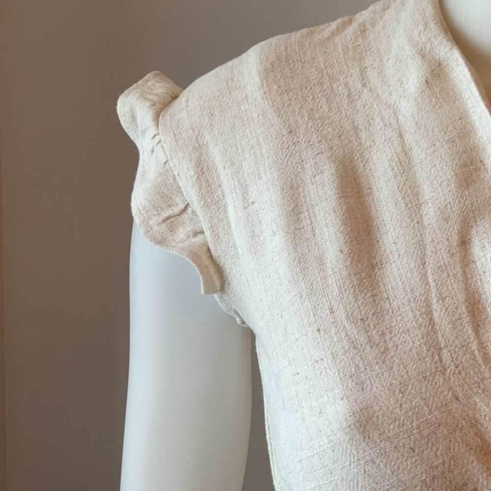 Monteau Cream V-Neck Smocked Waist Midi Dress - Picture 4 of 9